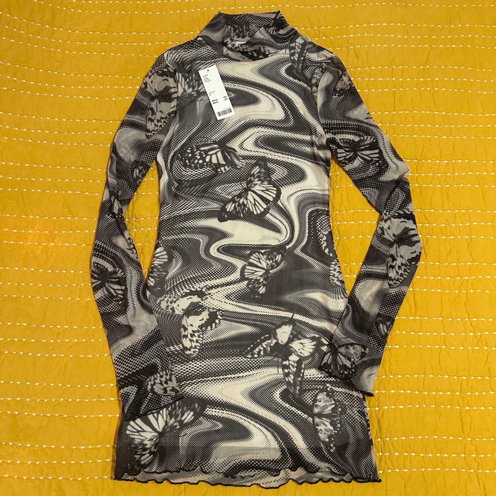 URBAN OUTFITTERS Mesh Mock-Neck Mini Dress Size Small.  NWT!